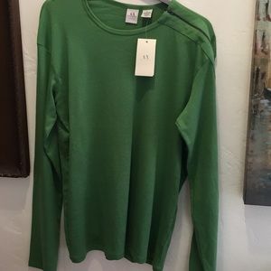 New Armani exchange green zipper sleeve shirt